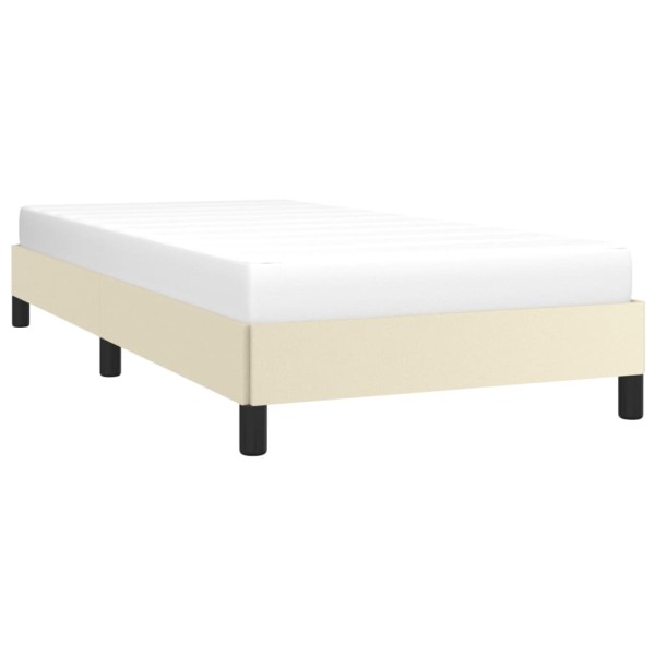 Estructura de cama de cuero sintético color crema 90x200 cm