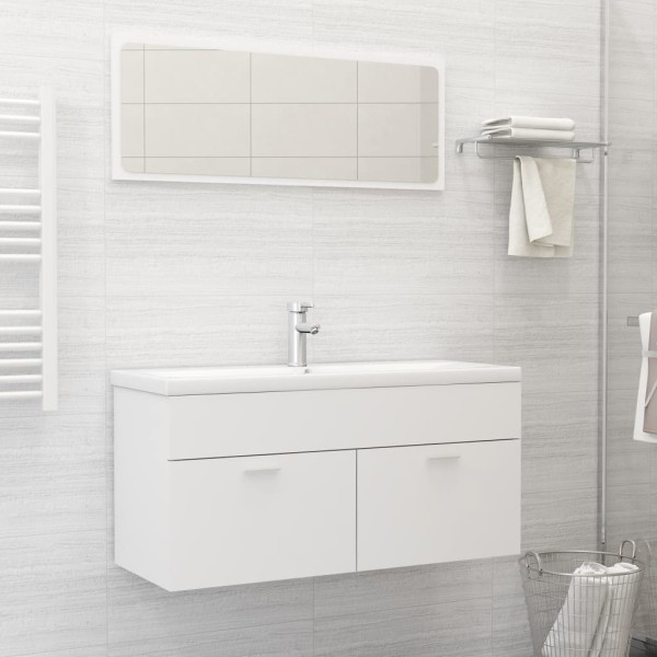 Juego de muebles de baño 2 pzas madera contrachapada blanco