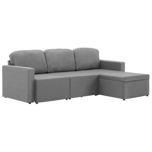 Sofá cama modular de 3 plazas tela gris claro