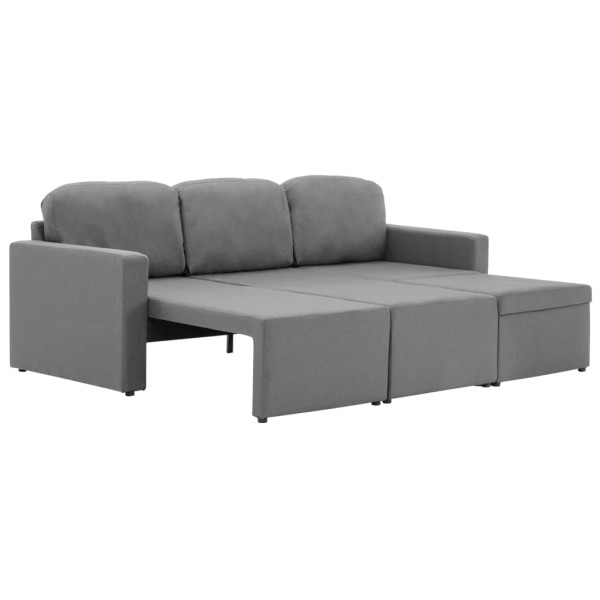 Sofá cama modular de 3 plazas tela gris claro