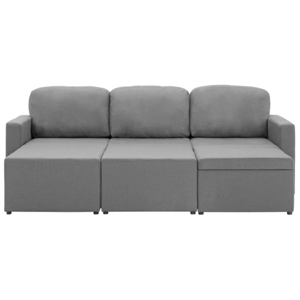 Sofá cama modular de 3 plazas tela gris claro