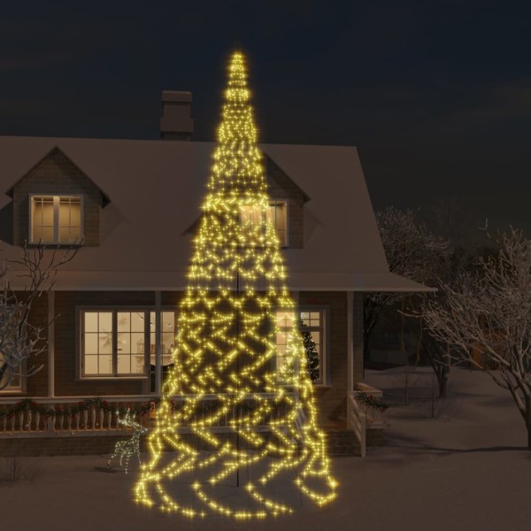 Árbol de Navidad en asta bandera 3000 LED blanco cálido 800 cm