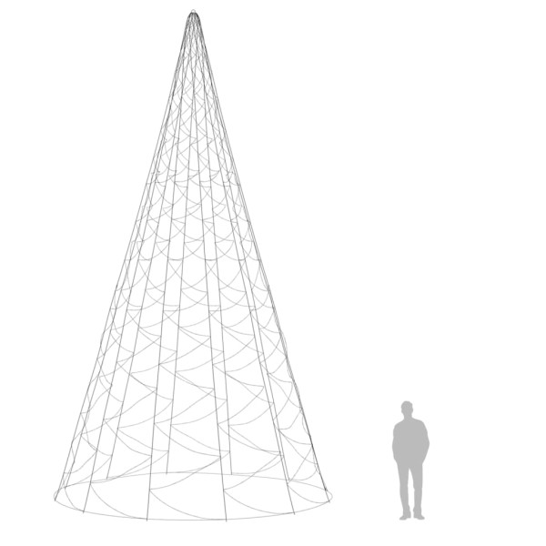 Árbol de Navidad en asta bandera 3000 LED blanco cálido 800 cm