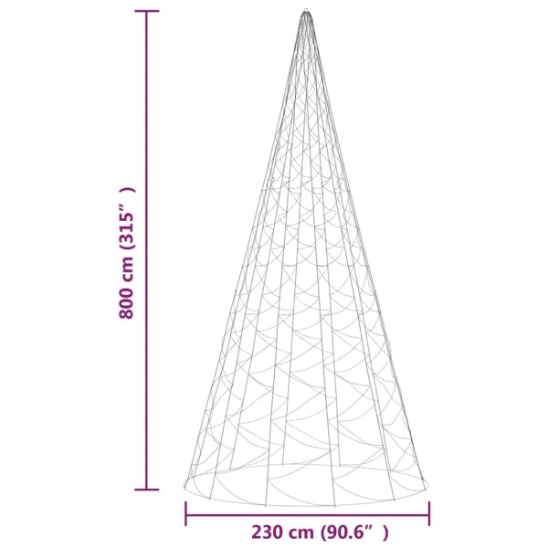 Árbol de Navidad en asta bandera 3000 LED blanco cálido 800 cm