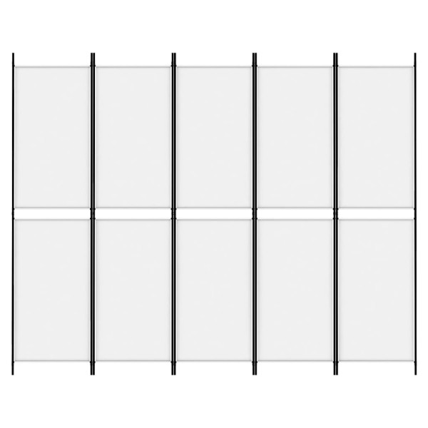 Biombo divisor de 5 paneles de tela blanco 250x200 cm