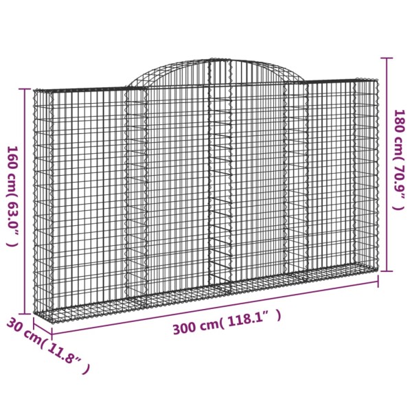 Cestas de gaviones 8 uds forma de arco hierro 300x30x160/180 cm