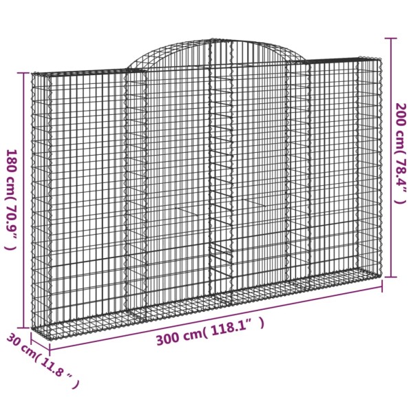 Cestas de gaviones 4 uds forma de arco hierro 300x30x180/200 cm