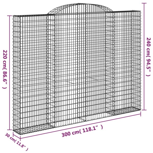 Cestas de gaviones 5 uds forma de arco hierro 300x30x220/240 cm