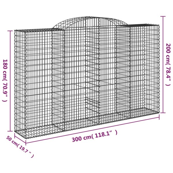 Cestas de gaviones 6 uds forma de arco hierro 300x50x180/200 cm