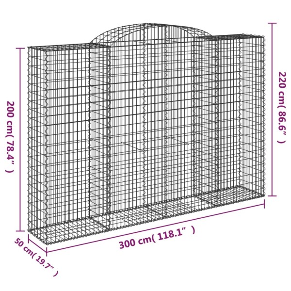 Cestas de gaviones 7 uds forma de arco hierro 300x50x200/220 cm