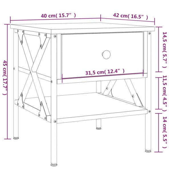 Mesita de noche madera de ingeniería roble Sonoma 40x42x45 cm