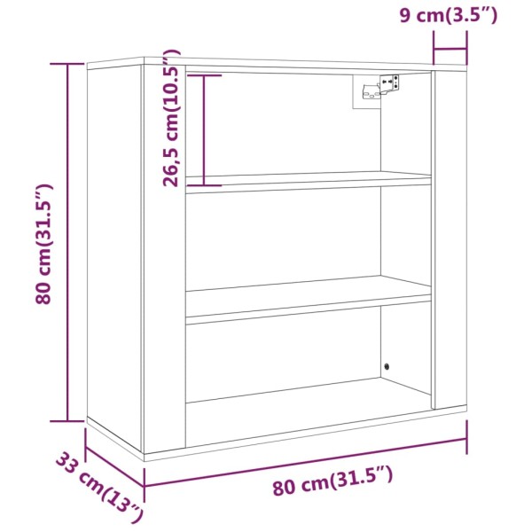 Armario pared madera contrachapada blanco brillo 80x33x80 cm