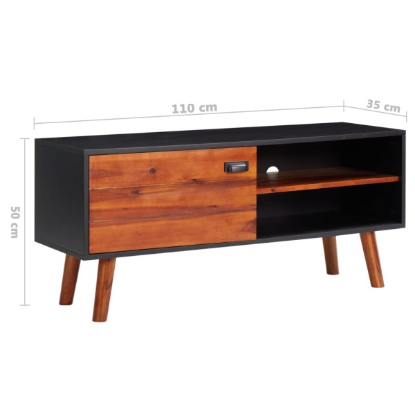 Mueble para TV de madera maciza de acacia y MDF 110x35x50 cm