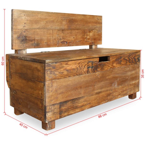 Banco de madera maciza reciclada 86x40x60 cm