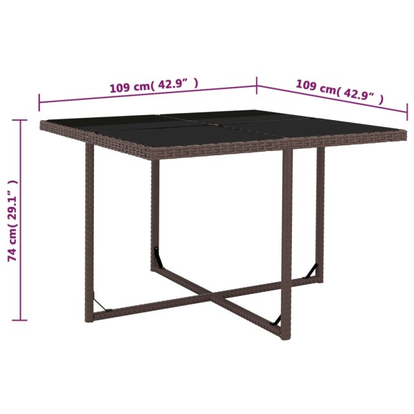 Set de comedor jardín 5 pzas y cojines ratán sintético marrón