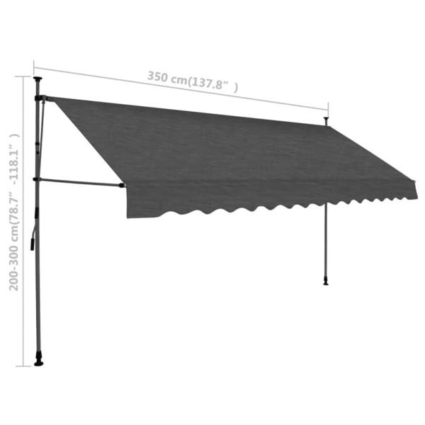 Toldo manual retráctil con LED gris antracita 350 cm