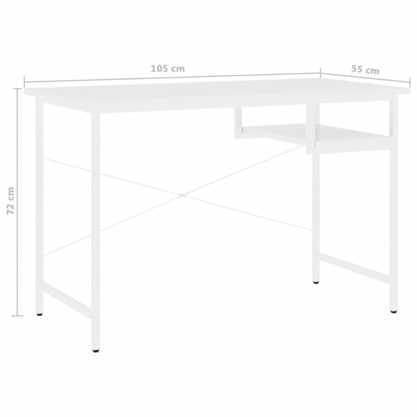 Escritorio para ordenador de MDF y metal blanco 105x55x72 cm