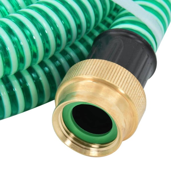 Manguera de succión con conectores de latón PVC verde 29 mm 5 m