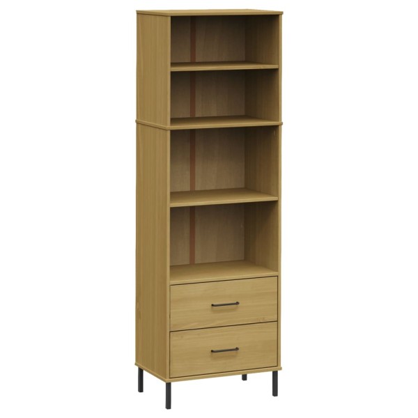 Librería con 2 cajones OSLO madera maciza marrón 60x35x180 cm