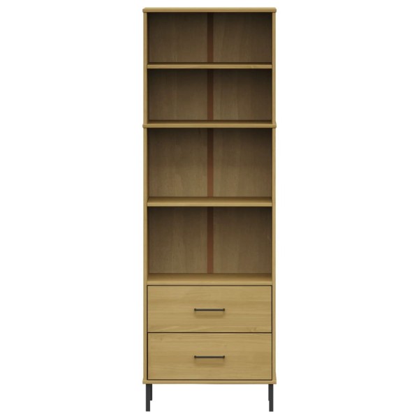 Librería con 2 cajones OSLO madera maciza marrón 60x35x180 cm