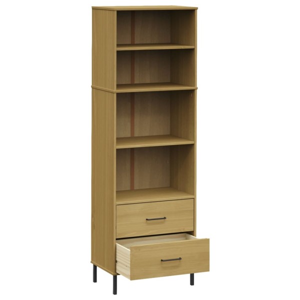 Librería con 2 cajones OSLO madera maciza marrón 60x35x180 cm