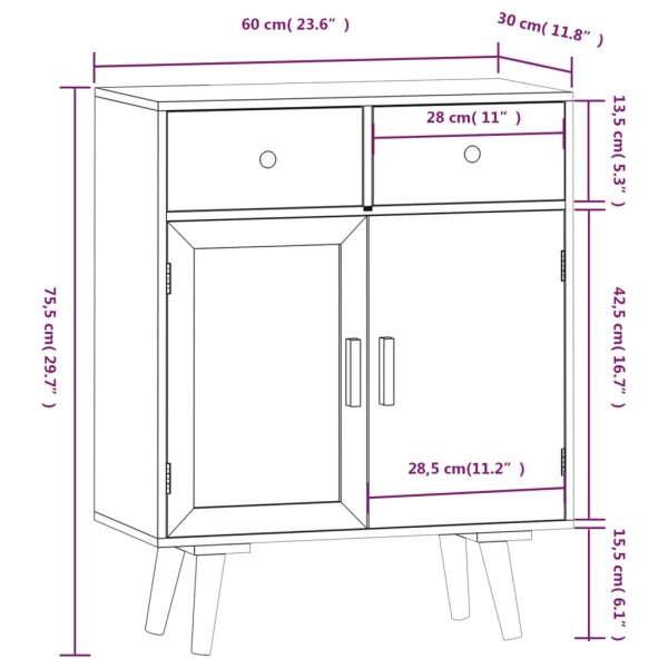 Aparador con cajones madera contrachapada 60x30x75,5 cm