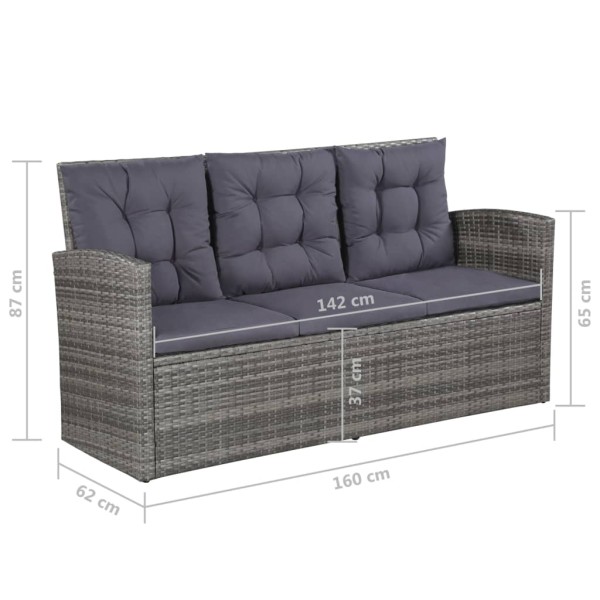 Set de muebles de jardín 6 pzas y cojines ratán sintético gris