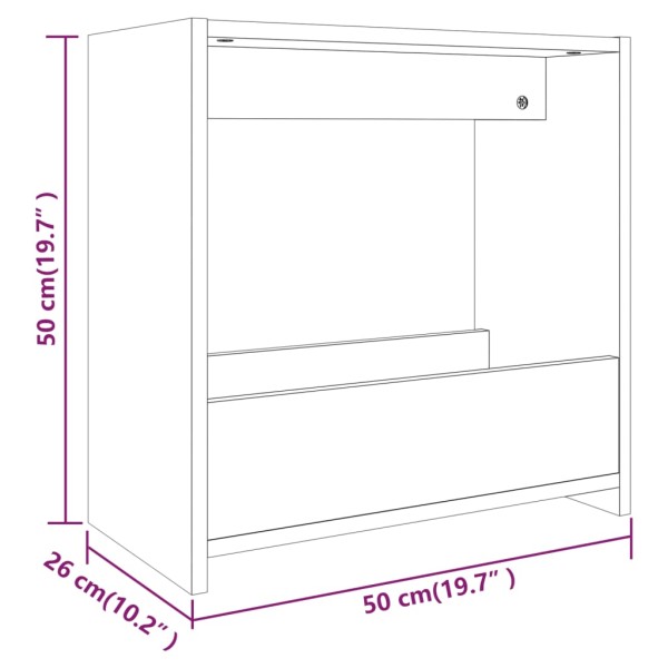 Mesa auxiliar madera contrachapada roble marrón 50x26x50 cm