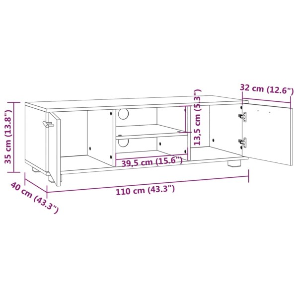 Mueble para TV madera ingeniería blanco brillante 110x40x35 cm