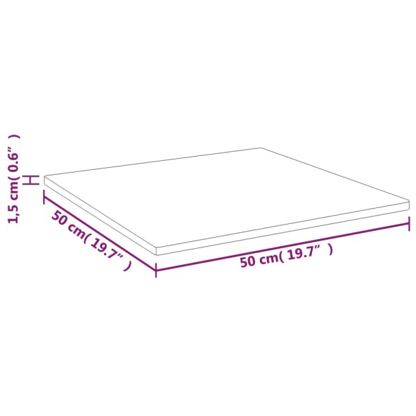 Tablero de mesa cuadrado madera roble marrón claro 50x50x1,5 cm