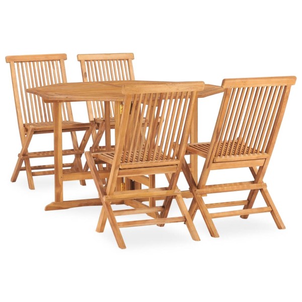 Set de comedor de jardín plegable 5 pzas madera maciza de teca