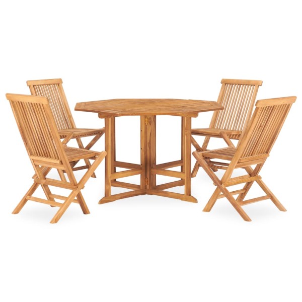 Set de comedor de jardín plegable 5 pzas madera maciza de teca