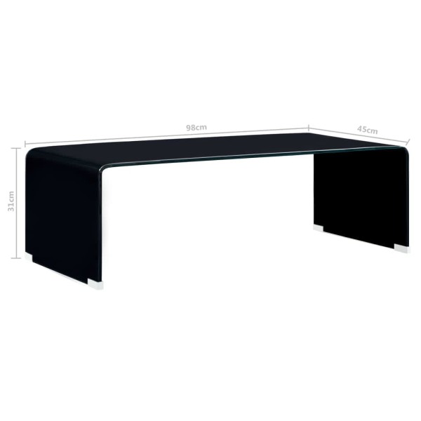 Mesa de centro de vidrio templado negro 98x45x31 cm