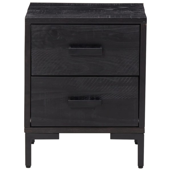 Mesita de noche madera maciza de pino negro 36x30x45 cm