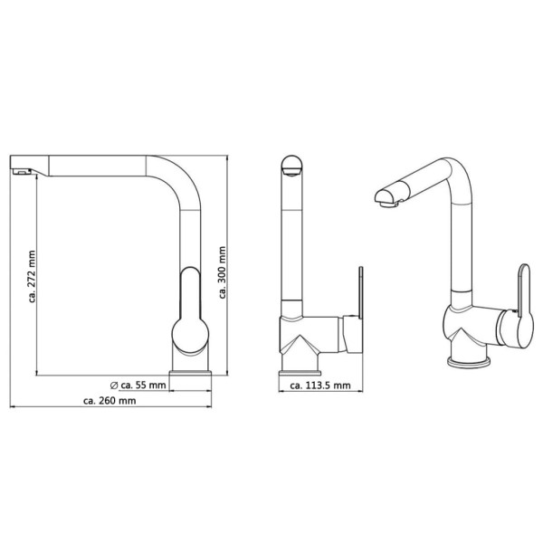 SCHÜTTE Grifo mezclador de lavabo RIO negro mate