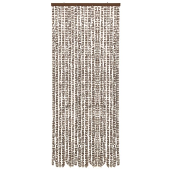 Cortina mosquitera de chenilla gris taupe y blanca 56x185 cm