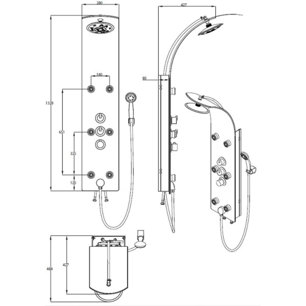 SCHÜTTE Panel ducha vidrio y mezclador termostático LANZAROTE