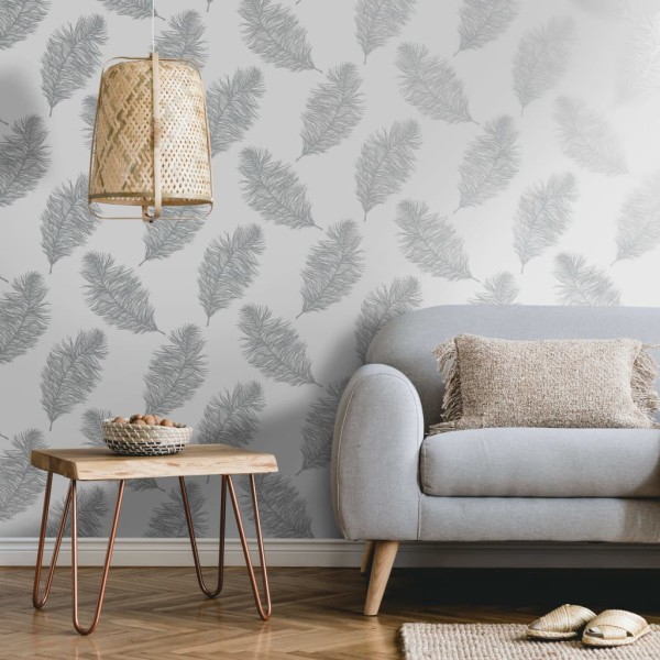 DUTCH WALLCOVERINGS Papel pintado Fawning Feather gris claro