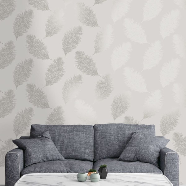 DUTCH WALLCOVERINGS Papel pintado Fawning Feather gris claro