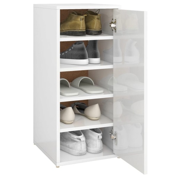 Mueble zapatero madera contrachapada blanco brillo 32x35x70 cm