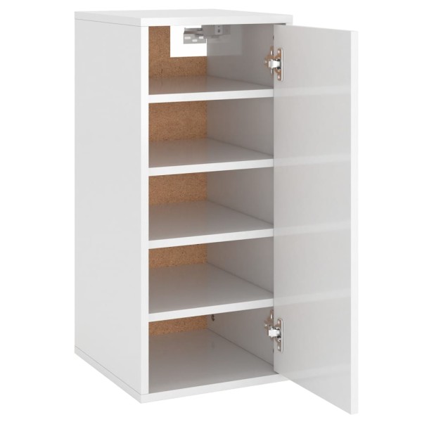 Mueble zapatero madera contrachapada blanco brillo 32x35x70 cm