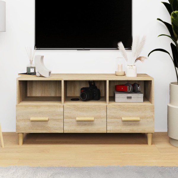 Mueble para TV madera contrachapada color roble 102x36x50 cm