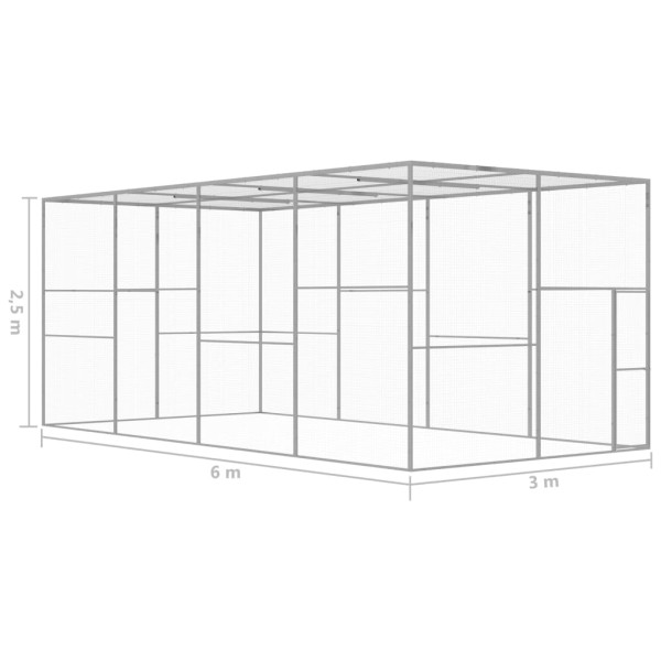 Jaula para gatos acero galvanizado 6x3x2,5 m