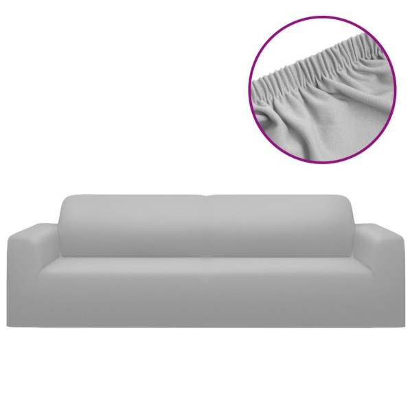 Funda elástica para sillón de 3 plazas poliéster jersey gris