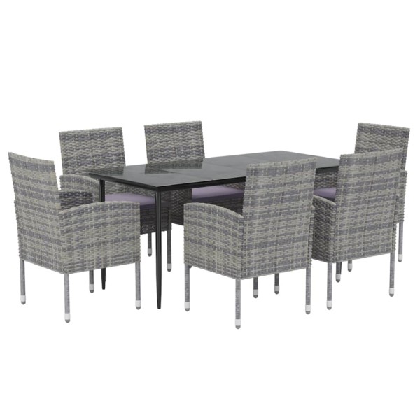 Set de comedor jardín 7 pzas cojines ratán sintético antracita