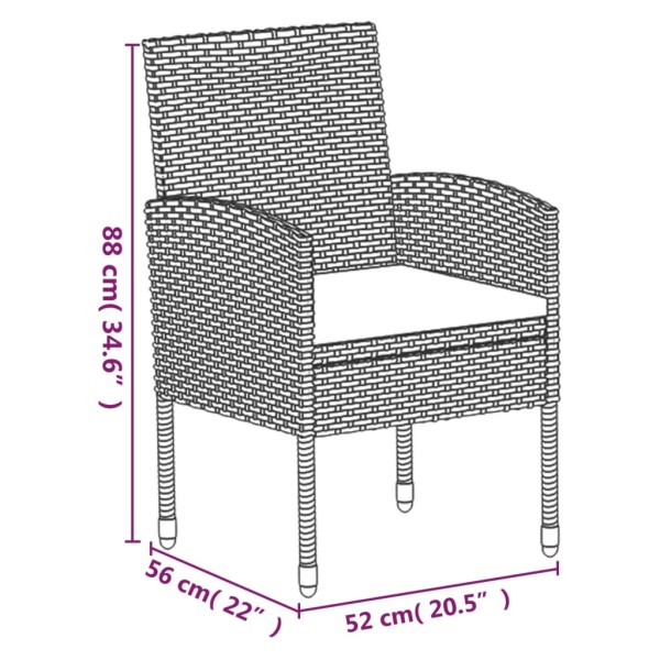 Set de comedor jardín 7 pzas cojines ratán sintético antracita