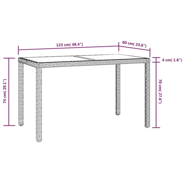 Set comedor para jardín 3 pzas y cojines ratán sintético gris