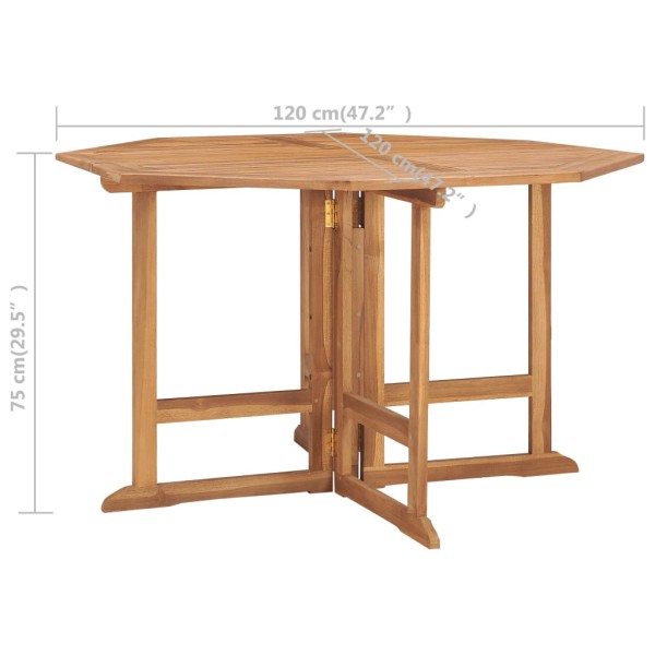 Set de comedor de jardín plegable 5 pzas madera maciza de teca