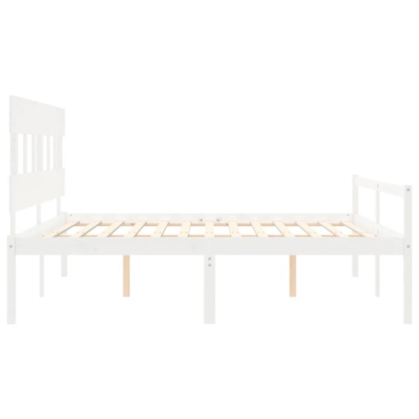 Cama personas mayores cabecero madera maciza blanco 200x200 cm