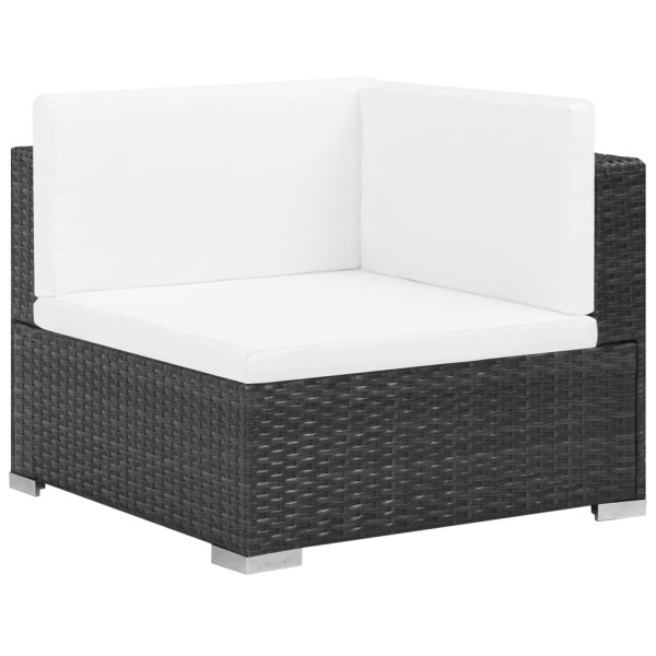 Set muebles de jardín 8 piezas y cojines ratán sintético negro